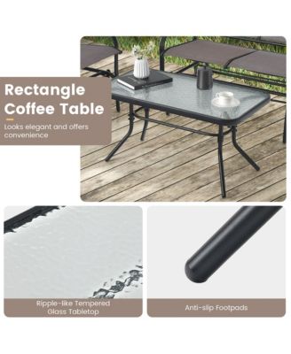 4pcs Patio Glider Conversation Set Swing Rocking Chair Table Heavy-Duty Outdoor