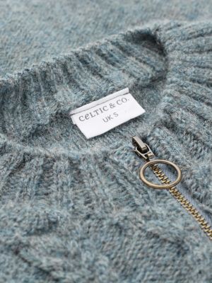 Women's Wool Zip Cardigan with Cable Knit