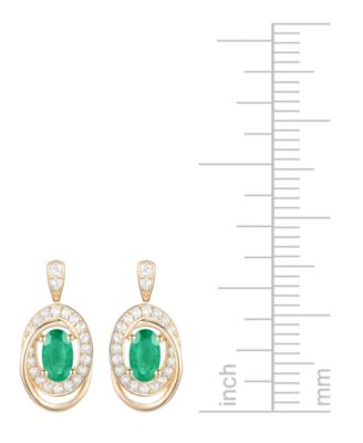 Emerald (3/8 ct. t.w.) & Diamond (1/5 ct. t.w.) Oval Swirl Drop Earrings in 14k Gold (Also in Ruby & Sapphire)