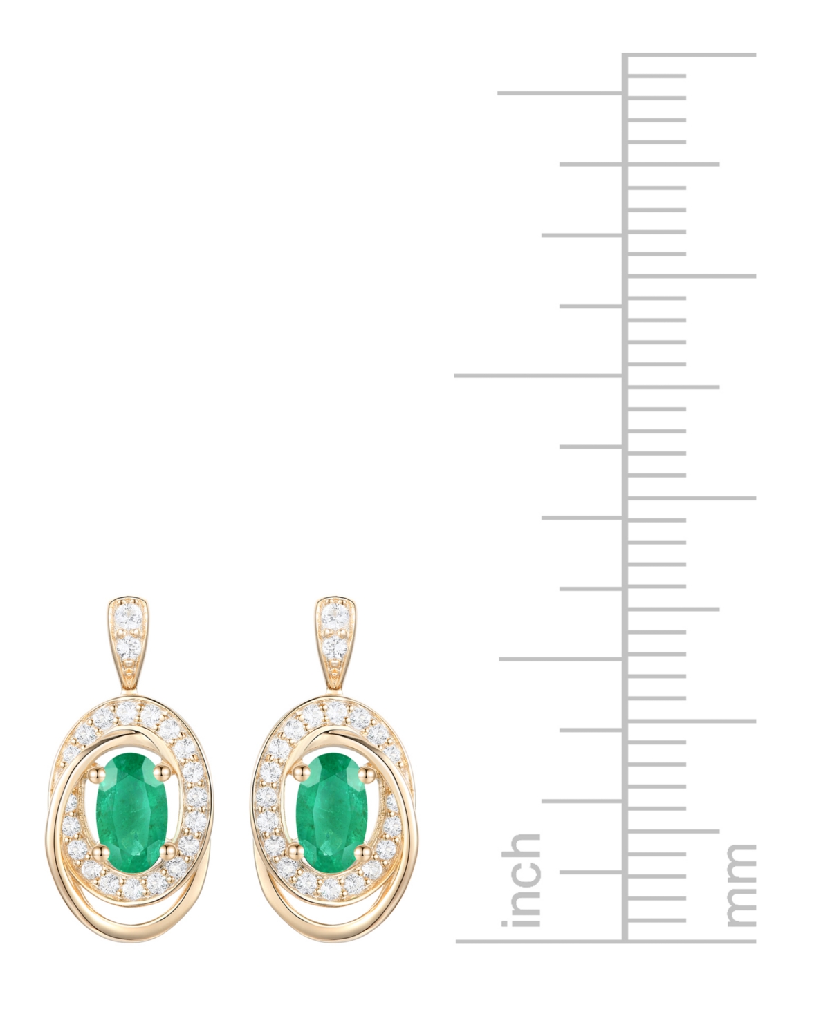 Macy's Emerald (3/8 Ct. T.w.) & Diamond (1/5 Ct. T.w.) Oval Swirl Drop Earrings In 14k Gold (also In Ruby &