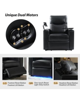 Modern Lothaire Genuine Leather Power Recliner with Adjustable Power Headrest