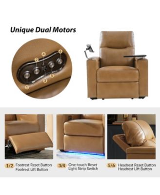 Modern Lothaire Genuine Leather Power Recliner with Adjustable Power Headrest