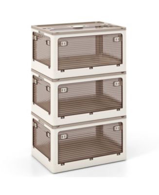 3-Pack Modular Stackable Storage Boxes with 5 Opening Ways – Lidded ...