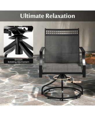 Patio Swivel Dining Chairs Set of 2 with Heavy-duty Metal Frame and Armrests