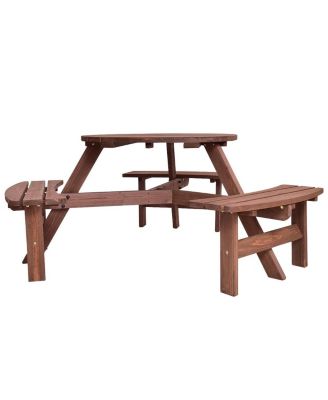 Patio 6 Person Outdoor Wood Picnic Table Beer Bench Set Pub Dining Seat Garden