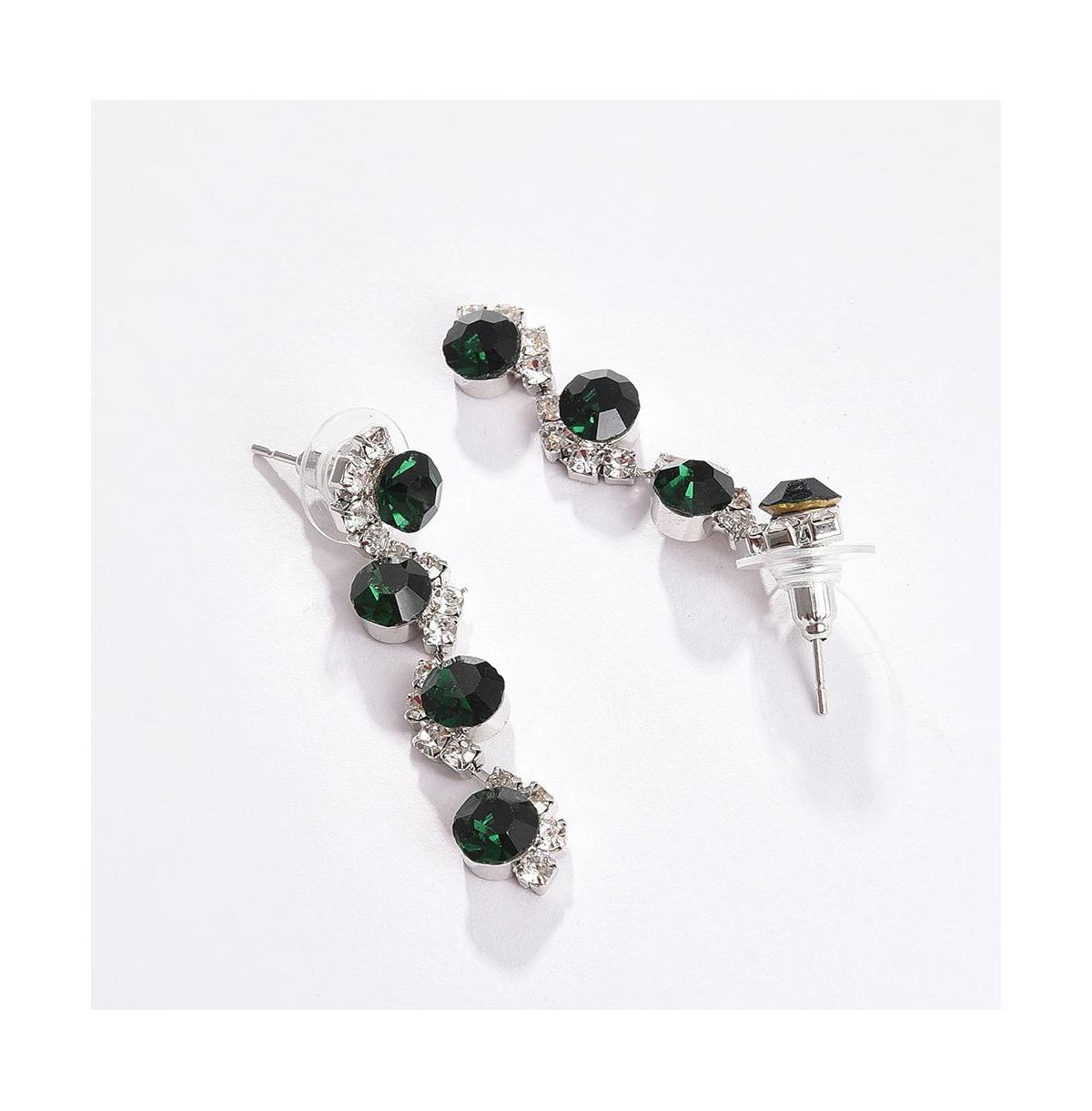 Sohi Women's Silver Plated Designer Stone Jewellery Set In Green