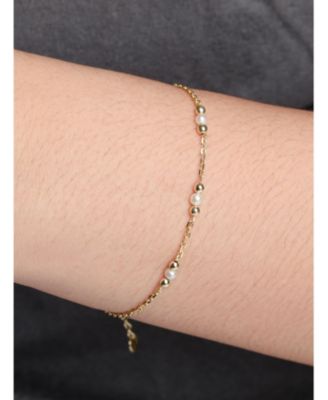 Freshwater Pearl Chain Bracelet in 14K Gold, 6.5 in adj to 7.5 in, approx. 2.1 grams.