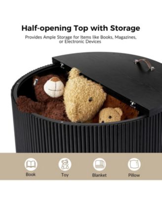 35.4" Wooden Lance Round Coffee Table