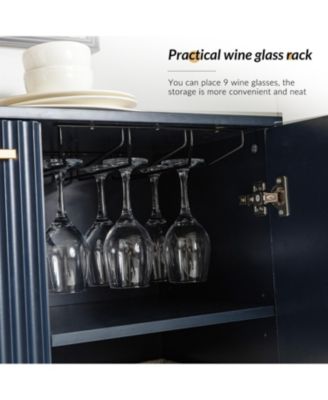 Contemporary 4-Door Sideboard with Adjustable Shelves and Legs, 63" Wide