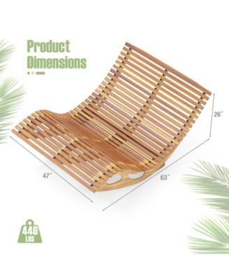 Slatted Acacia Wood 2-Seat Patio Rocker Sunbed with Ergonomic Curved Seat