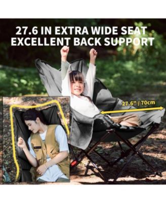 Seastar Padded Camping Chair, Oversized 2-Position Adjustable Folding Chair, Portable Camp Chair with Side Pocket & Carry Bag