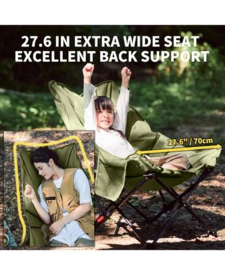 Seastar Padded Camping Chair, Oversized 2-Position Adjustable Folding Chair, Portable Camp Chair with Side Pocket & Carry Bag