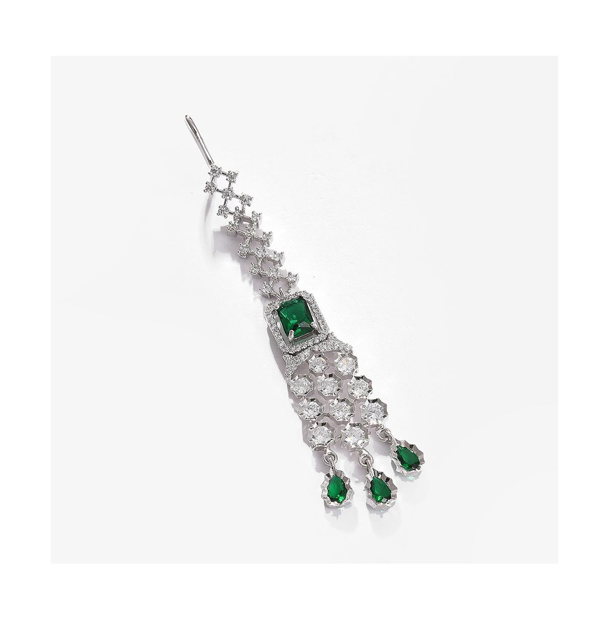 Sohi Women's Silver Plated Designer Jewellery Set In Green