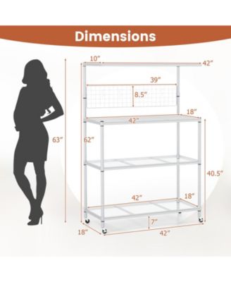 4-Tier Bakers Rack on Wheels with Adjustable Shelves