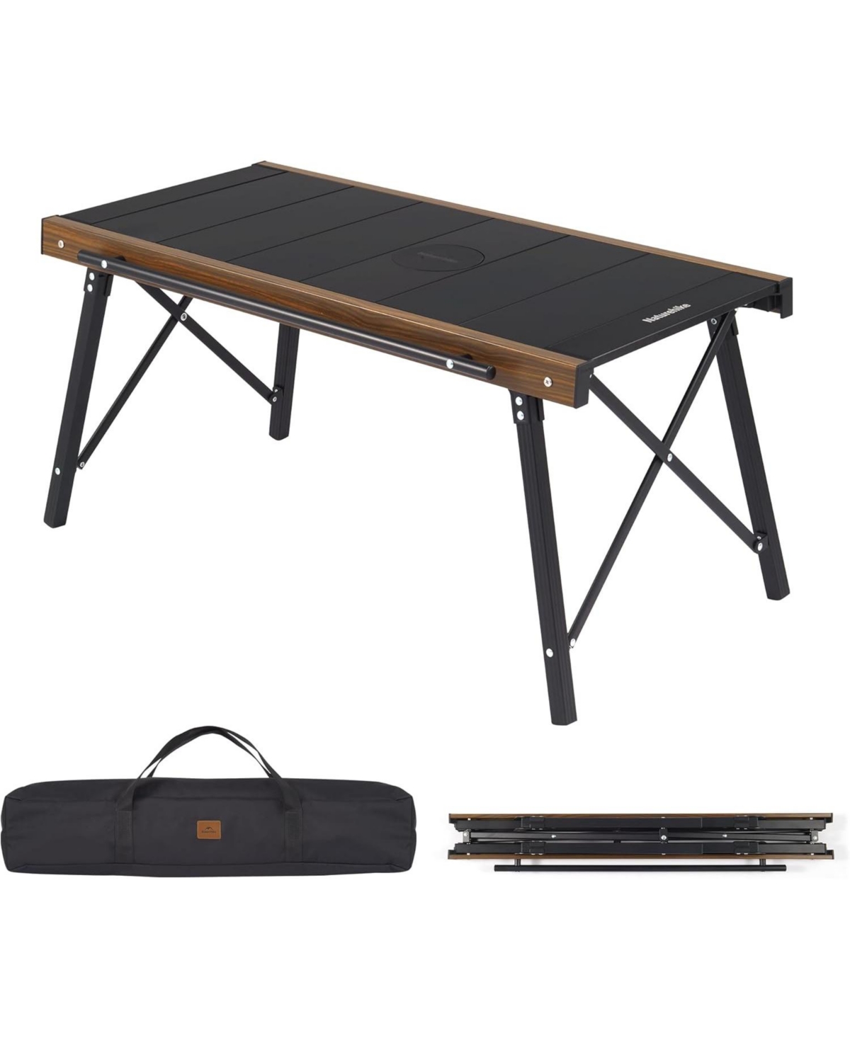 Folding Igt Camping Table, Portable Outdoor Igt Cook System, Ultralight Aluminum Camp Table with Carry Bag for Car Camping Picnic - Black