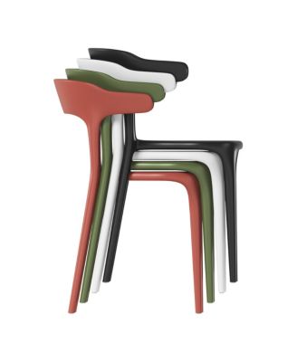 7-Piece Outdoor Metal Rectangle Patio Dining Table Set With Stackable Plastic Dining Chairs For 6