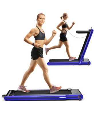 2-in-1 Folding Treadmill with Dual LED Display for Home and Office Use