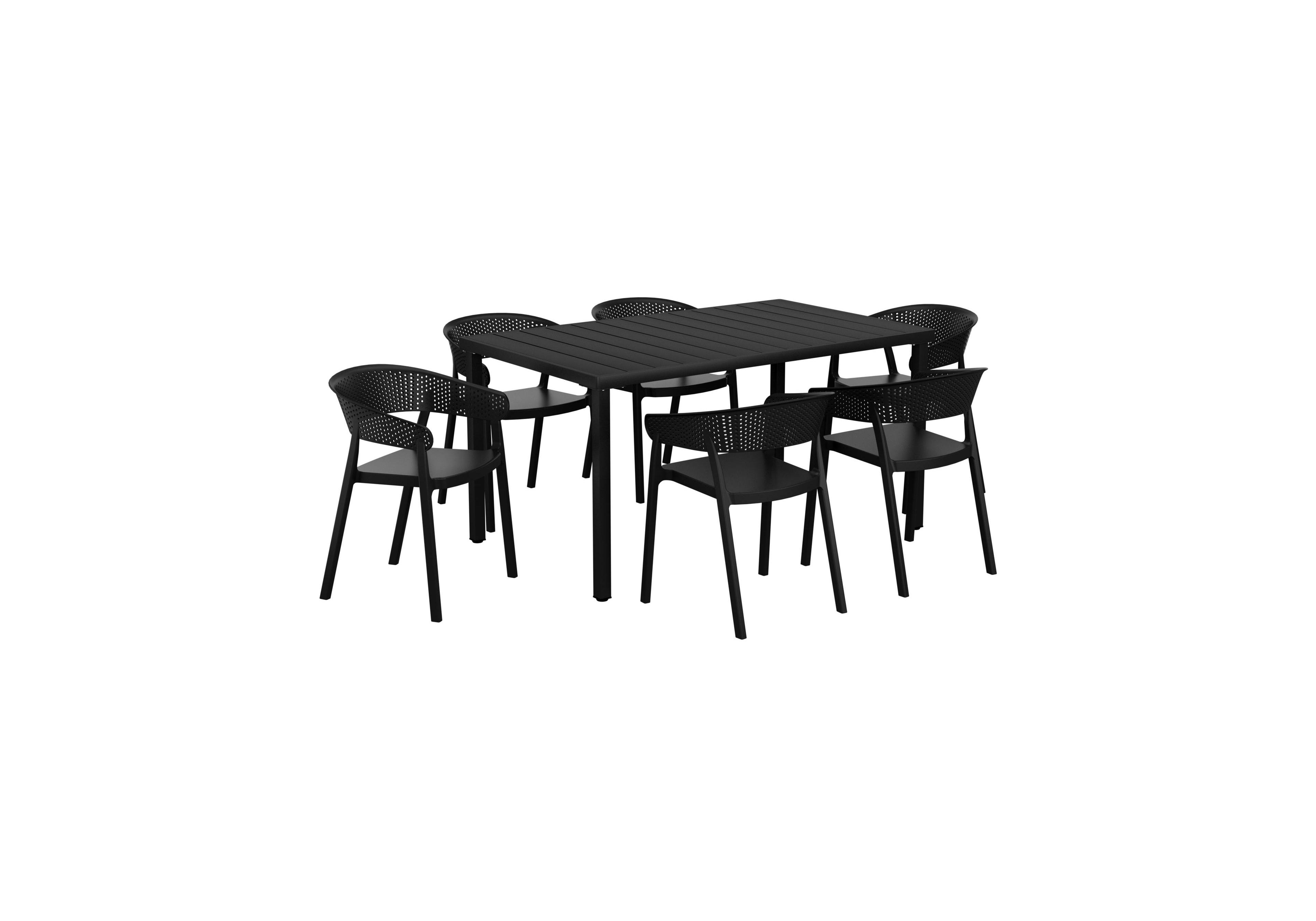 7-Piece Outdoor Metal Rectangle Patio Dining Table Set With Stackable Chairs