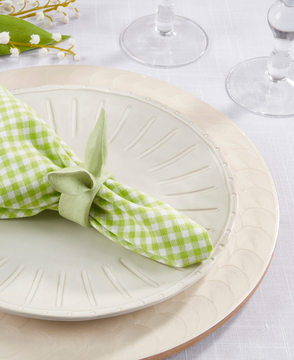 Saro Lifestyle Playful Bunny Ears Napkin Rings, Set Of 4 In Green