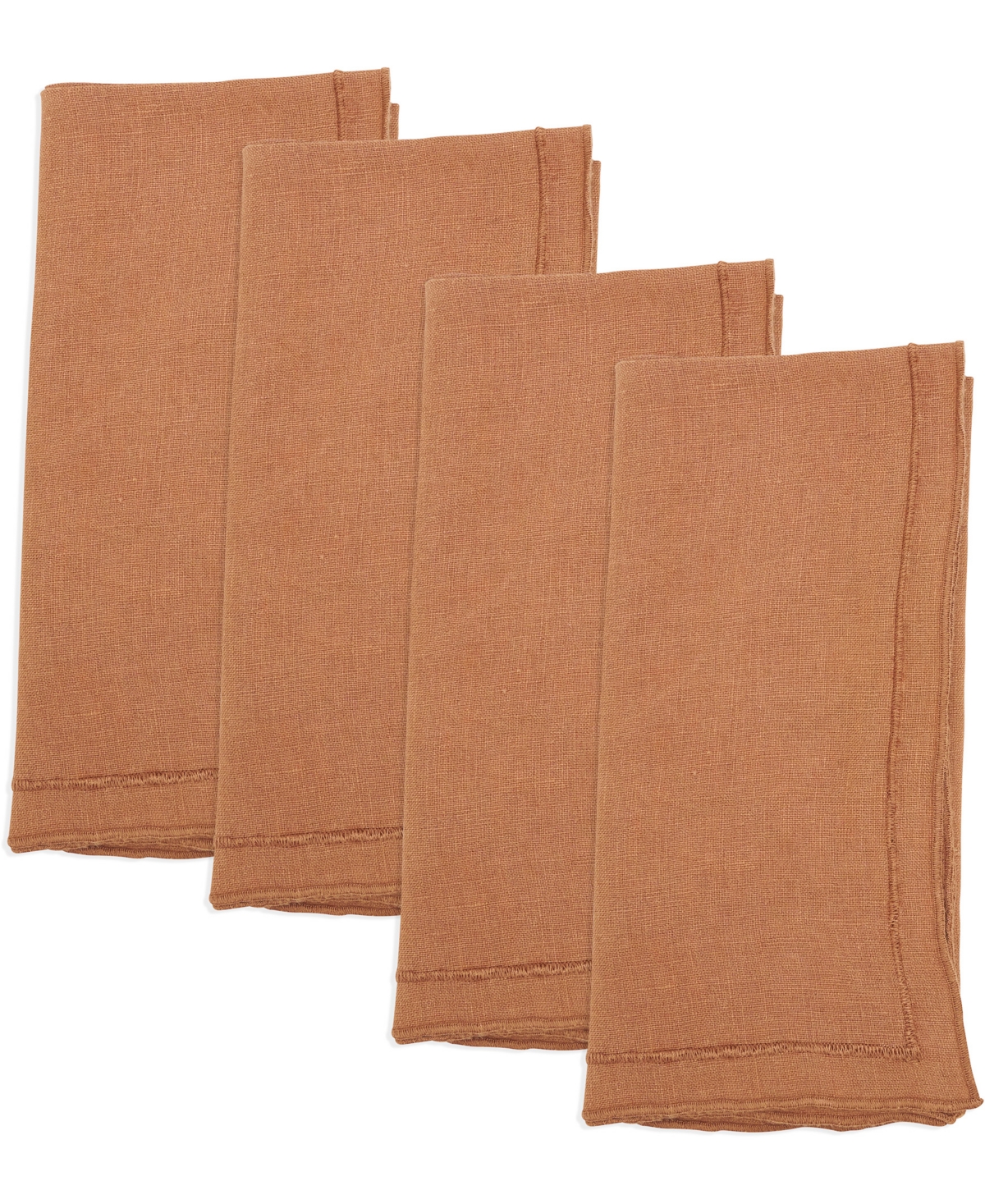Saro Lifestyle Stonewashed Overlock Linen Edge Napkins, 20" X 20" In Terracotta