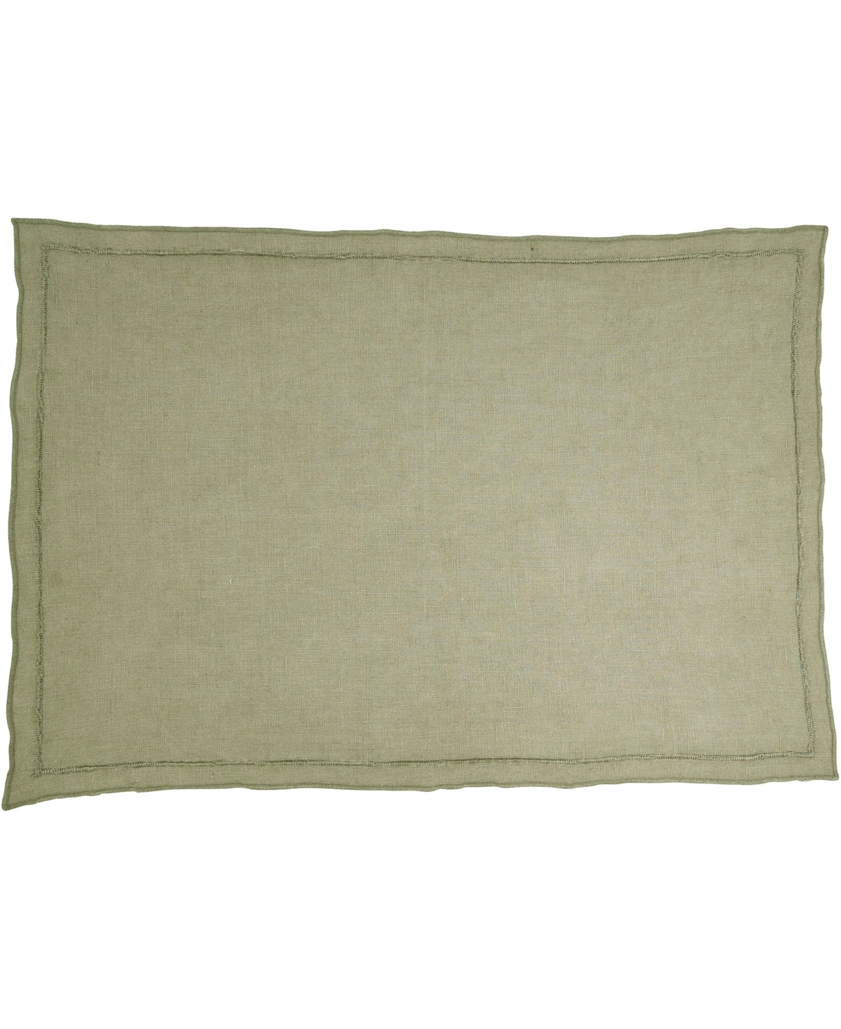 Saro Lifestyle Stonewashed Overlock Linen Edge Placemats, 14" X 20" In Olive