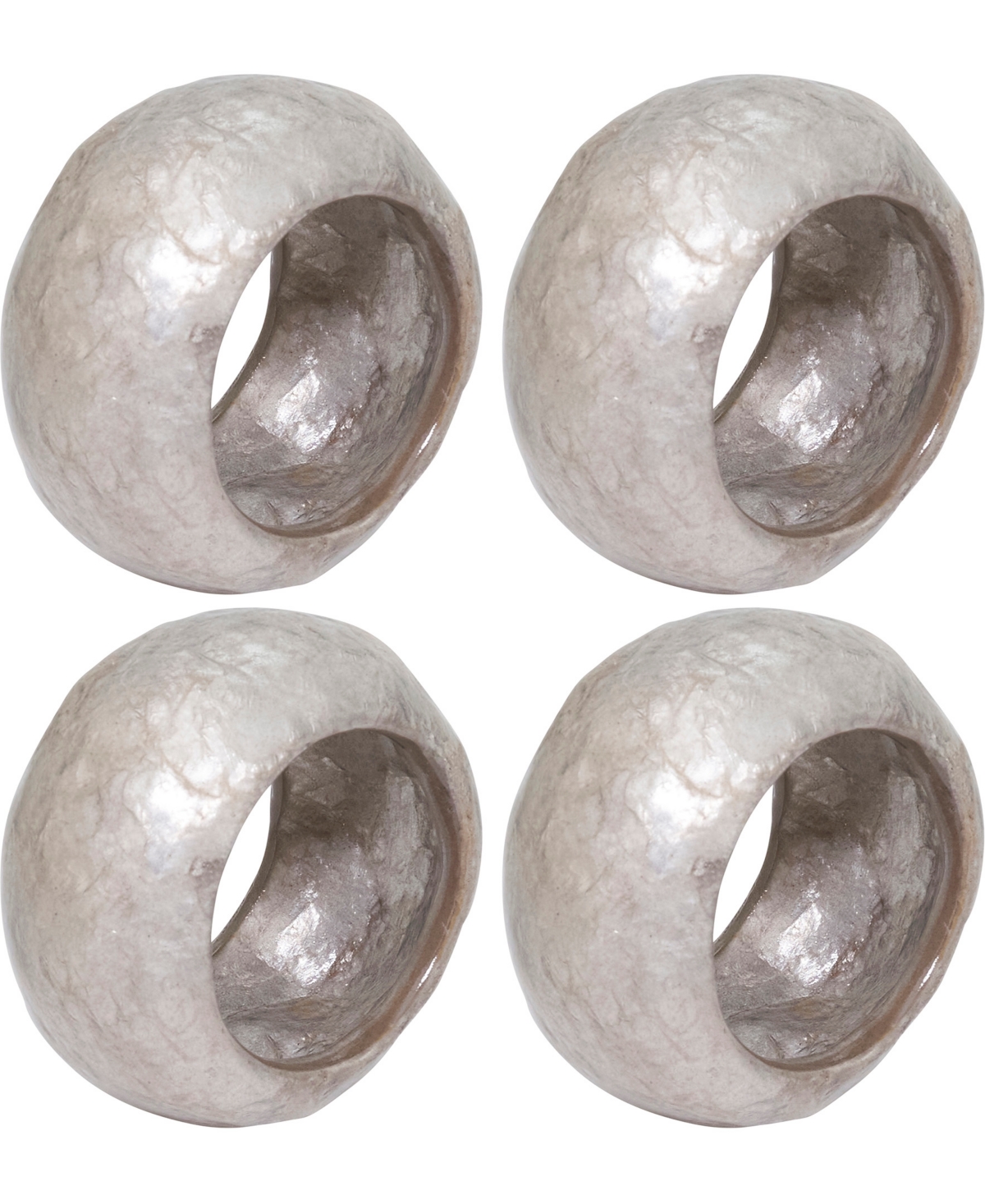 Saro Lifestyle Textured Capiz Napkin Rings, Set Of 4 In Silver