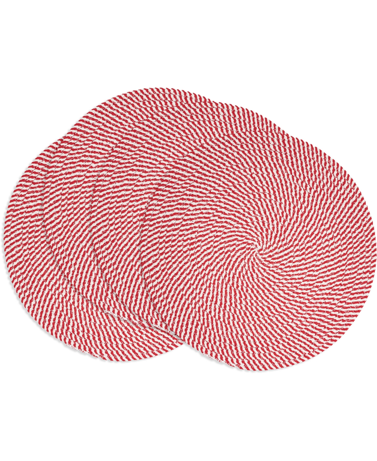 Saro Lifestyle Stripe Of Mint Placemats, 15" Round In Red