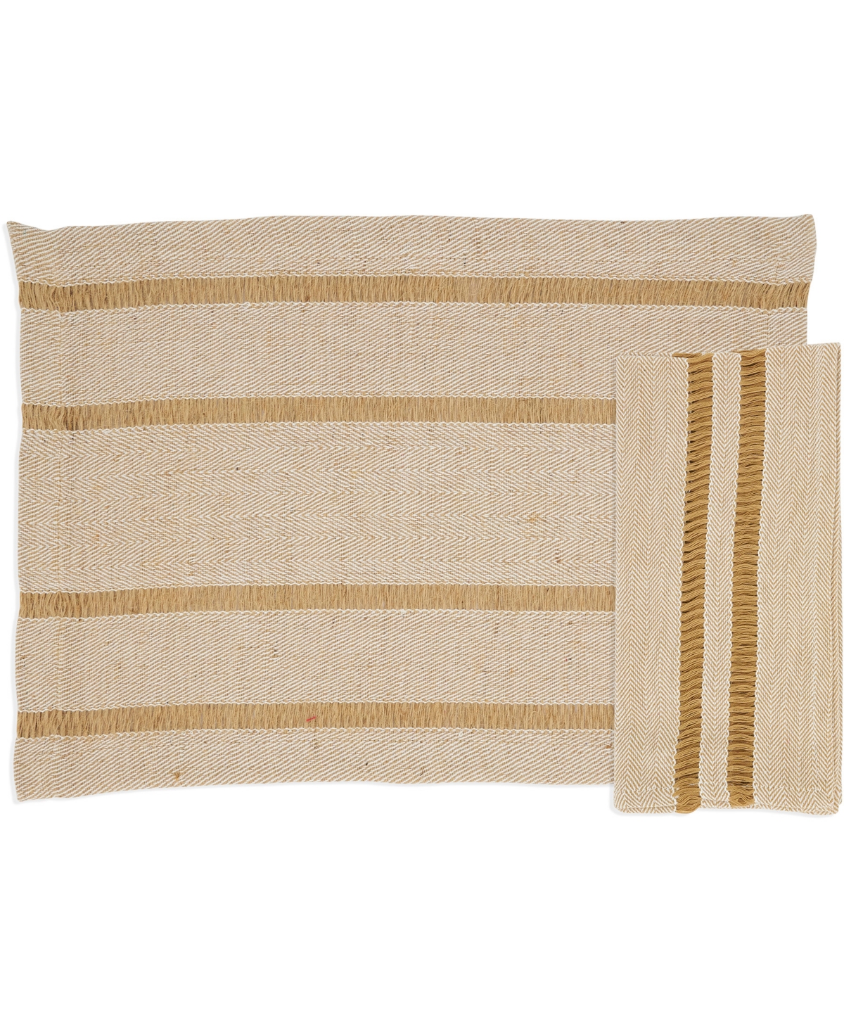 Saro Lifestyle Classic Stripe Placemats And Napkins, Set Of 8 In Natural