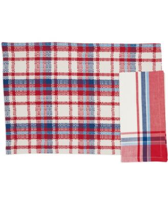 Simple Plaid Cotton Placemats and Napkins, Set of 8