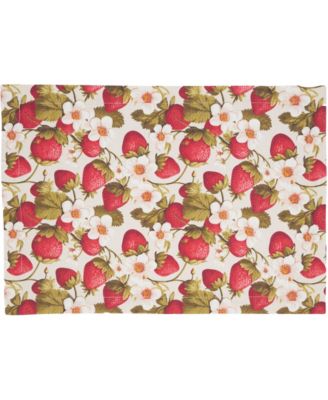 Breezy Juicy Strawberry Cotton Placemats, 14" x 20", Set of 4