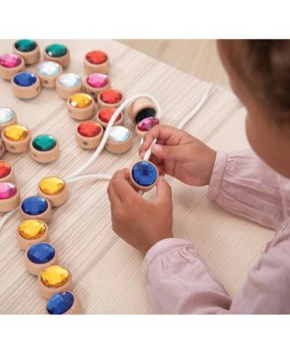 Wooden Lacing Jewels  with 36 Colored Jewels