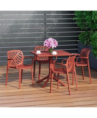 5-Piece Outdoor Square Patio Dining Table Set with Stackable Patio Dining Chairs
