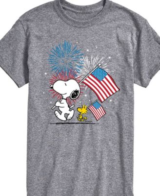 Men's Peanuts Snoopy Flag Fireworks Short Sleeve T-Shirt