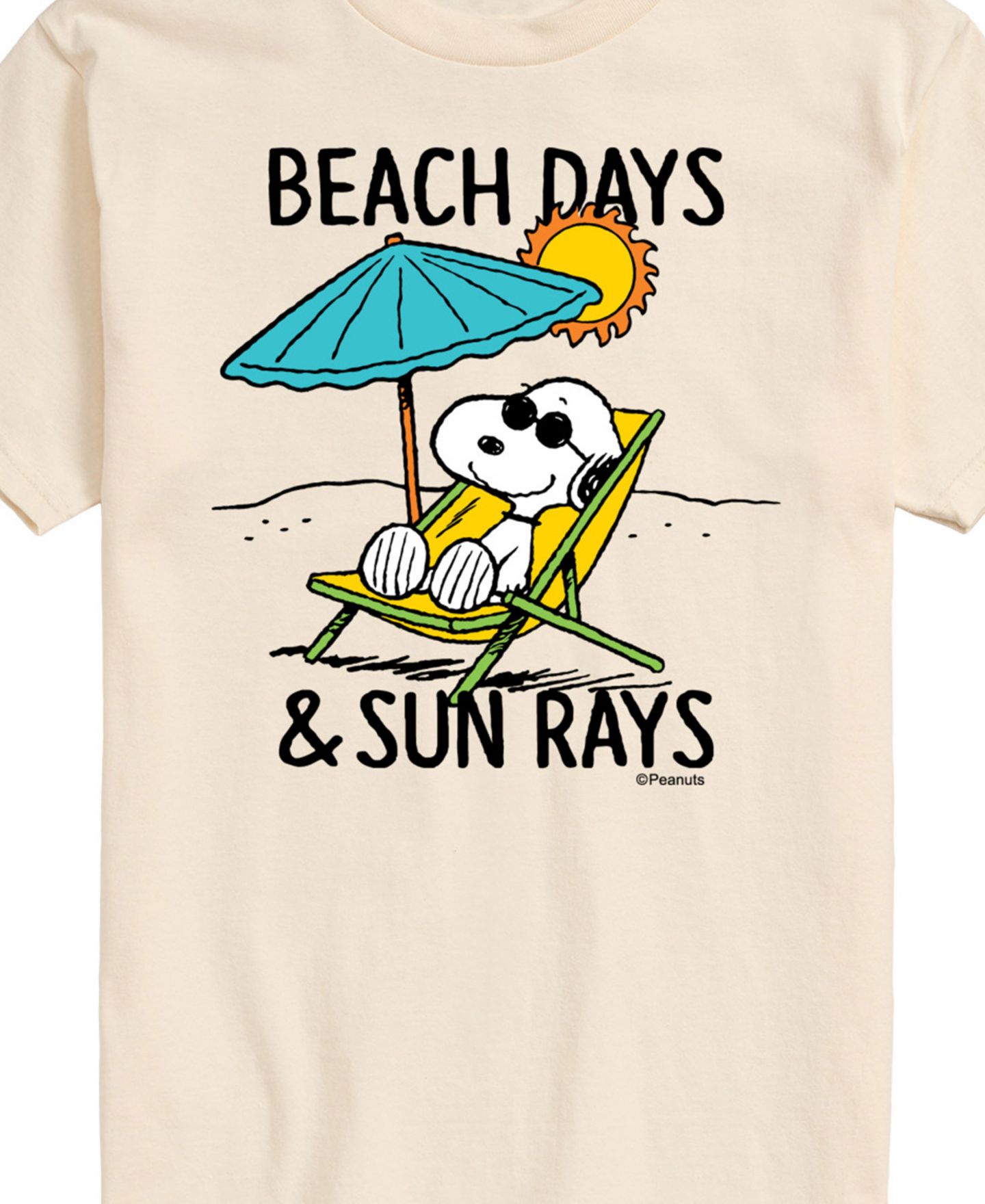 Мужская футболка AIRWAVES Peanuts Beach Days Sun Ray Short Sleeve, цвет: Бежевый / Хаки — фото 3
