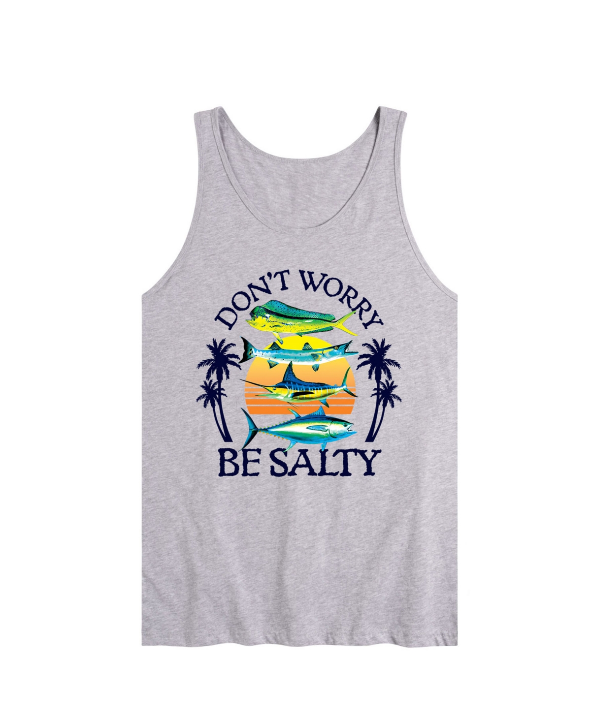 Men's Don't Worry Be Salty Sleeveless Tank Top - Gray