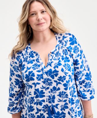 Plus Size Floral Spark Shift Dress, Exclusively at Macy's 
