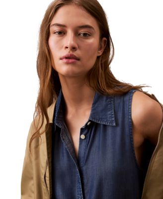 Women's Sleeveless Button-Down Shirt