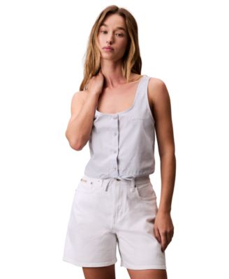 Women's Drawstring-Hem Cropped Tank Top