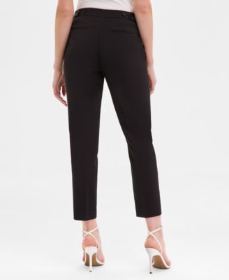 Women's Luxe Twill Fly-Front Side-Tab Straight Pants