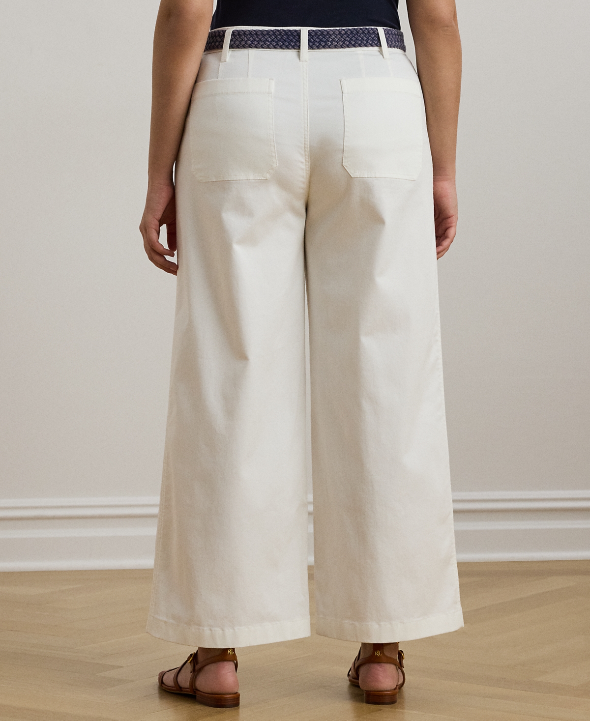 Shop Ralph Lauren Plus Size Stretch Chino Wide-leg Cropped Pants