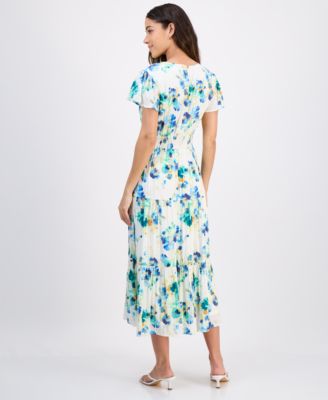 Petite Print Short-Sleeve Maxi Dress