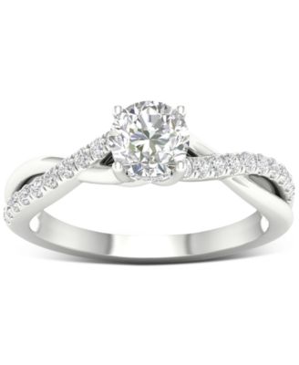 Diamond Halo Twist Engagement Ring (1 ct. t.w.) in 14k White Gold