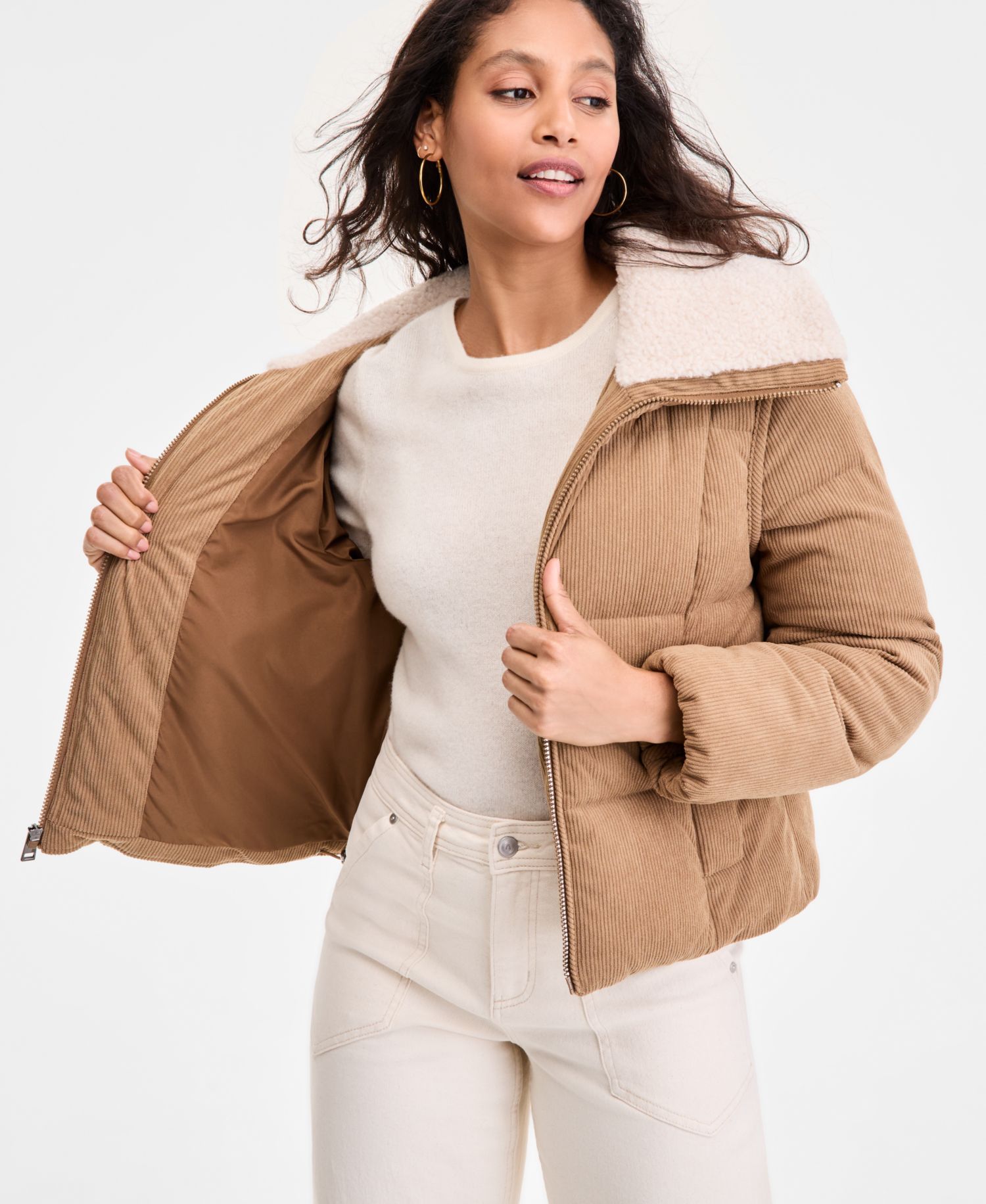 Women's Corduroy Puffer Coat
