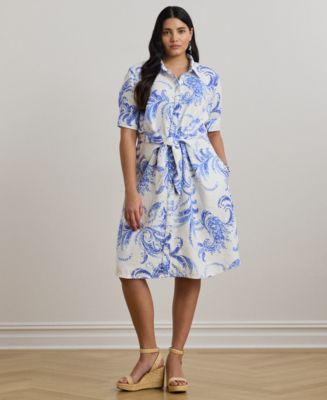 Lauren Ralph Lauren Plus Size Paisley Tie-Front Linen