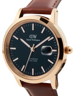 Unisex Automatic Brown Genuine Italian Chrome-Free Leather Watch, 40mm