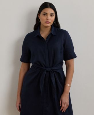 Plus-Size Linen Shirt Dress
