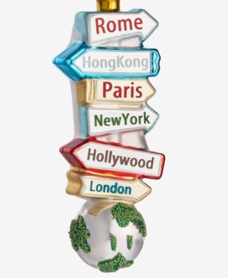Around the World Glass Locations Sign Ornament, Macy's Exclusive