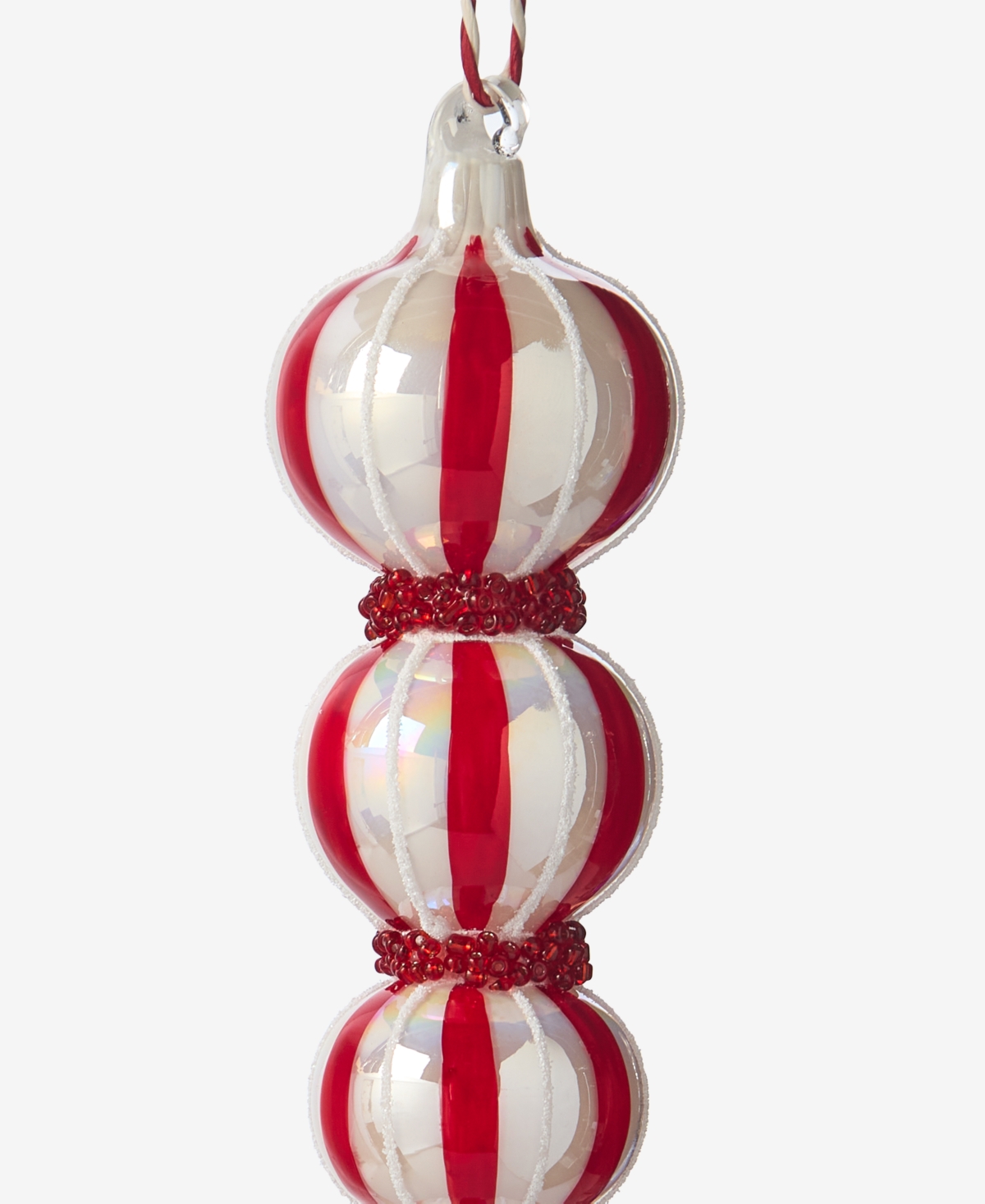 Holiday Lane Heritage Red Stripe Finial Ornament, Macy's Exclusive In Red