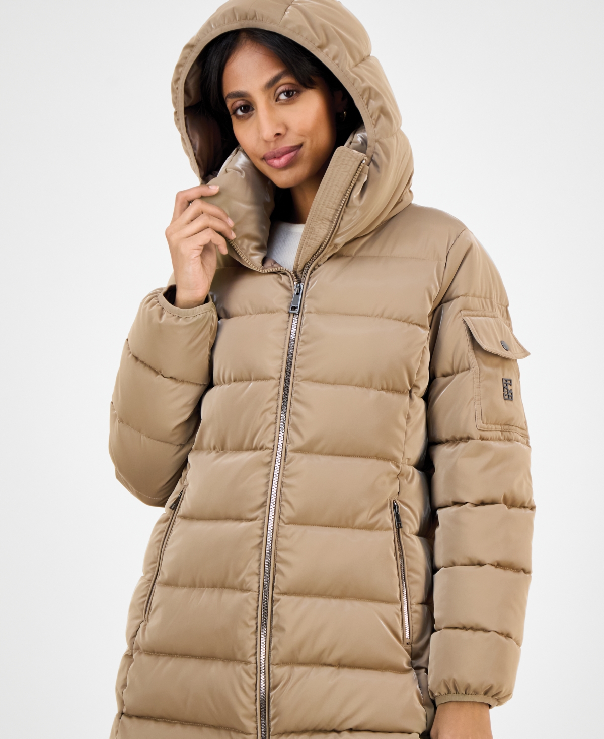 Bcbgmaxazria Women's Hooded Puffer Coat In Brown