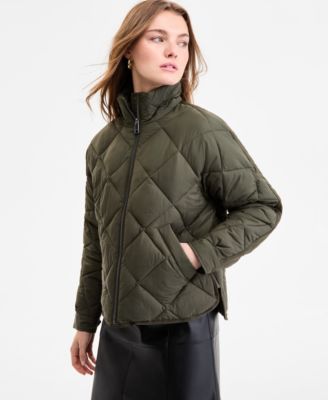 Women's Cropped Diamond Quilted A-Line Jacket, Exclusively at Macy's